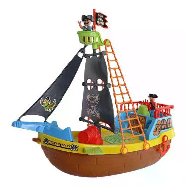 Imagem de Barco Pirata Infantil 23 Peças Navio com Acessórios de Montar Maral Me