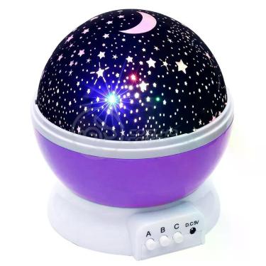 Imagem de Luminária Projetor Abajur Estrelas Galáxia Universo Céu Criança Rotativa 360 - Roxo