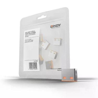 Imagem de Bloqueador de Porta USB Port Blocker com Bloqueio Físico Instantâneo e Sistema por Código de Cor Laranja Lindy Home