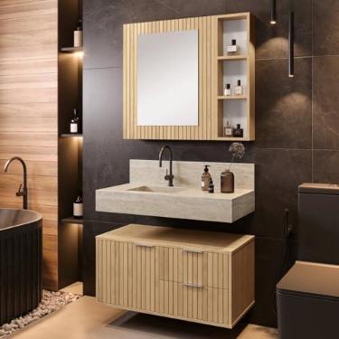 Imagem de Espelheira para Banheiro Ripy 80cm Wood