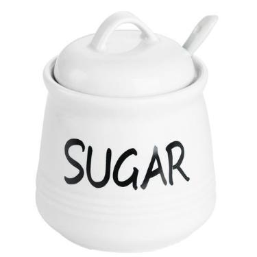 Imagem de Açucareiro HAOTOP de porcelana com tampa e colher 350mL (branco)