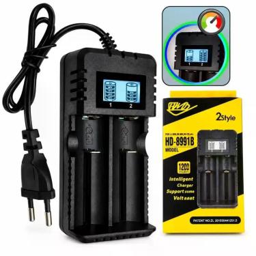 Imagem de Carregador Duplo Lcd Bateria Todas baterias 18650 16340 14500 26650 la