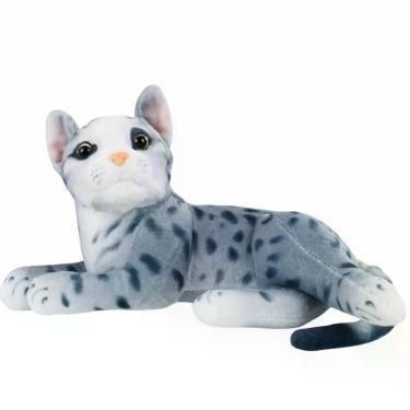 Imagem de Gato Cinza Deitado Realista 32cm - Pelúcia