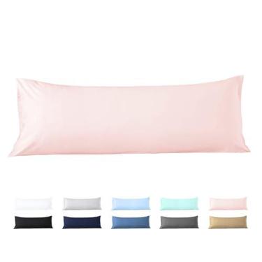 Imagem de Capa de travesseiro corporal 51 x 132 cm 137 cm 100% algodão egípcio 600 fios suave para a pele 1 pacote de fronhas com fecho de zíper 50 x 137, rosa blush