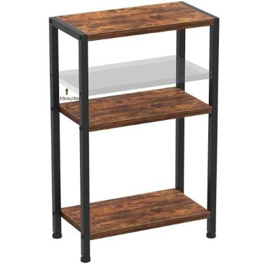 Imagem de Heybly Mesa lateral estreita, mesa de canto perfeita para espaços pequenos, marrom rústico, HET006SR1