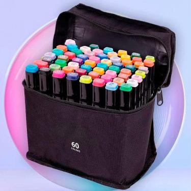 Imagem de Kit Canetinhas 60 Unidades Pintura Escolar Papelaria Coloridas - GENZO