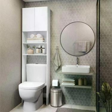 Imagem de Armário Banheiro para Vaso Sanitário 2 Portas Branco