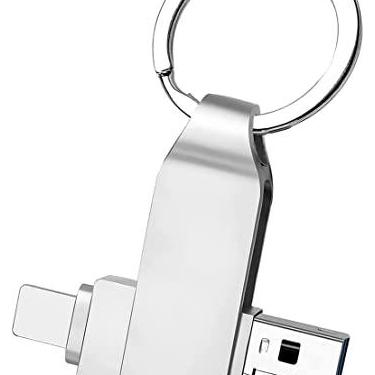 Imagem de Pen Drive USB para iPhone, stick de foto de metal durável, armazenamento de memória, pen drive USB 3.0 para iPad/Mac/computadores (512GB, prata), IBMKIDS
