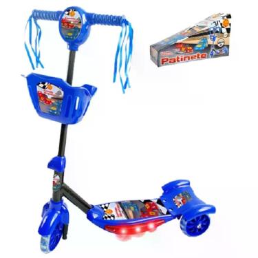 Imagem de Patinete Infantil Corrida Divertida com 3 Rodas Cestinha Som e Luz Colorido DM Brasil