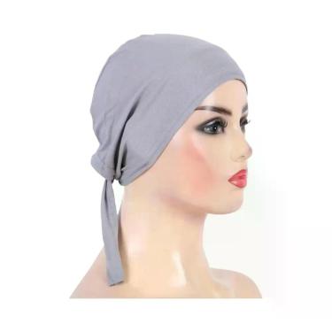 Imagem de Hijab Turbante De Algodão Liso Para Mulheres, Com Amarração Nas Costas