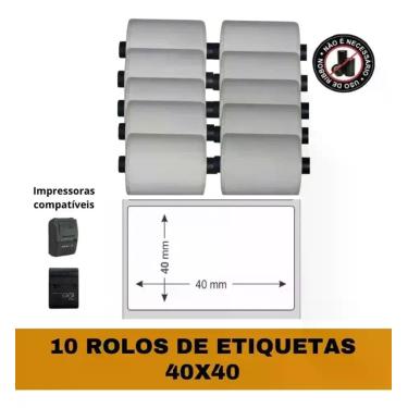 Imagem de Etiqueta Térmica Para Impressora Não Fiscal 40x40 - 10 Rolos - PERSONA