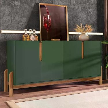 Imagem de Buffet Agnes Verde Oliva Cedro 4 Portas Com Detalhe Curvo