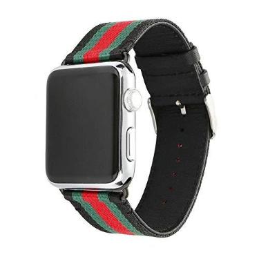 Imagem de Pulseira Couro Nylon Preto LTIMPORTS, compativel com Apple Watch 42mm Series 11/10, 41mm Series 9/8/7, 40mm Series 6/5/4/SE e Apple Watch 38mm Series 3/2/1