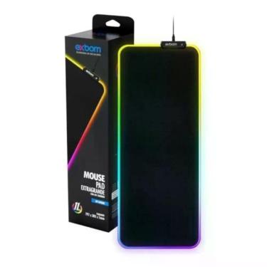 Imagem de Mousepad Gamer Exbom MP-LED3080 Extra Grande com LED RGB 7 Cores USB 5V Preto