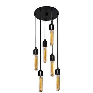 Imagem de Luminária Pendente Retro Suporte para Lâmpada não Inclusa, Vivare Iluminação, Pendente4162/6 PLPR, Preto, Pequeno
