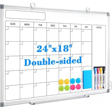 Imagem de Quadro Branco WALGLASS 61x46 cm Calendário de Dupla Face