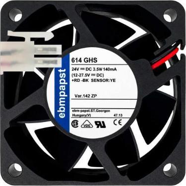 Imagem de Microventilador 614-GHS 24V 3.5W 140mA 2 Fios 2P 60X60X25 D3 - ebm-pap