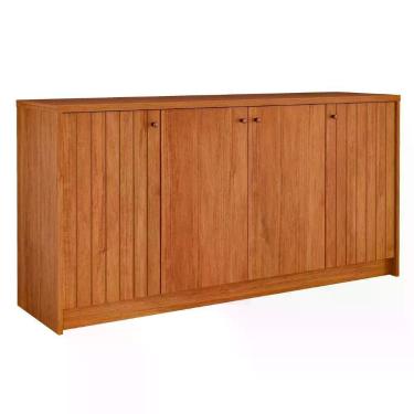 Imagem de Buffet Balcão Lia 4 Portas MDF com Detalhe Ripado Amadeirado Cinamomo Milani Movelaria