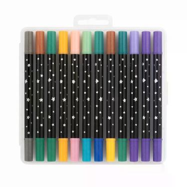Imagem de Kit de Canetas para Colorir com Glitter Utimix Duas Pontas 48 Cores Estojo Coloridas para Desenho Arte Lettering Escolar