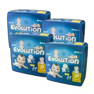 Imagem de kit 4 Fralda Capricho Evolution Descartável Tamanho P 24 Unidades