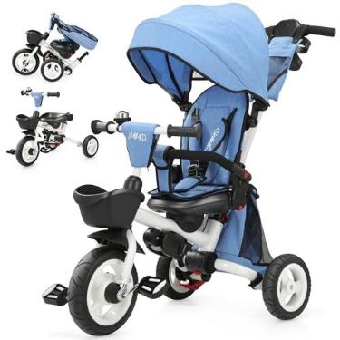 Imagem de JMMD Triciclo Para Bebê, Triciclo Infantil Dobrável 7 Em 1 Com Alça Ajustável Para Os Pais, Arnês De Segurança E Freios De Roda, Capota Removível, Armazenamento, Carrinho De Bicicleta Para Crianças De