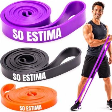 Imagem de Super Band Kit 3 Faixas Elásticas de Resistência para Musculação e Treino