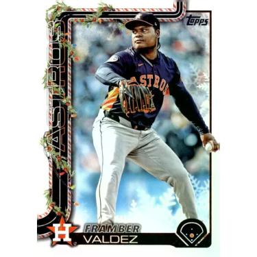 Imagem de Carta de beisebol 2025 Topps Holiday Framber Valdez Astros - Marca Pró