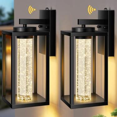 Imagem de VIANIS Grandes Luminárias Externas, Arandelas De Parede Pretas Para Exterior Para Casa, Luzes Modernas De Garagem Externa Do Amanhecer Ao Anoitecer, Montagem Em Parede Para Varanda, Ônibus Com Led C