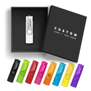 Imagem de Pen drive USB personalizado, 2 em 1 tipo C/USB pendrive, pen drive portátil, giratório USB C, armazenamento externo de data para iPhone, Android, tablet, laptop, PC (128 GB, 100 peças)