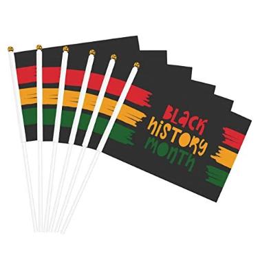 Imagem de Mês da História Negra 2024 Pequenas Mini Bandeiras Decoração de Bandeira Portátil para Festa Desfiles Festival, Celebração, Seis Peças