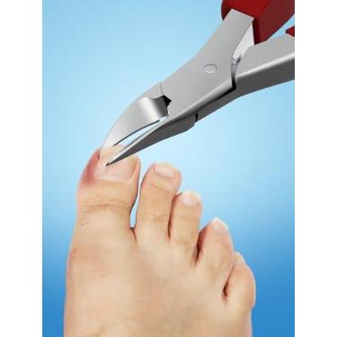 Imagem de 1 cortador de unhas para idosos – aparador de unhas encravado e grosso com lâminas de aço inoxidável super afiadas – alça macia para corte fácil, vermelho