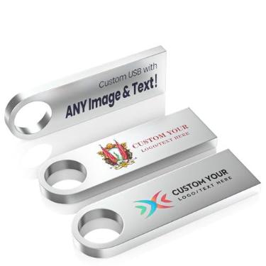 Imagem de Flash Drives personalizáveis de 16 GB, pen drives Wooolken personalizados USB 2.0, pacote com 10/20/50/100, logotipo pendrive, cartão de memória personalizado, logotipo gravado por USB (metal)