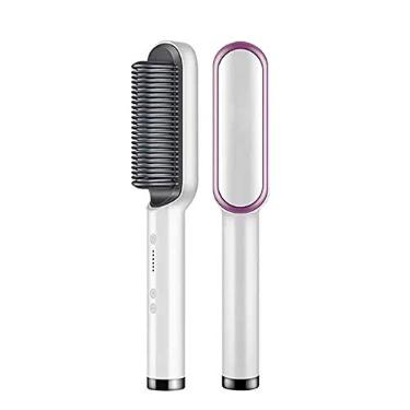 Imagem de Escova Secadora Profissional Seca Alisa E Modela Cabelo Comb, penteadeira de cerâmica quente, aquecimento rápido 20 anos e 5 configurações de temperatura e anti-escaldadura (Branco)