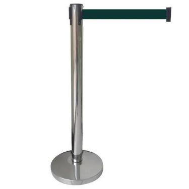 Imagem de 2 X Pedestal Organizador Separador Fila Cromado com Fita Verde - Miche