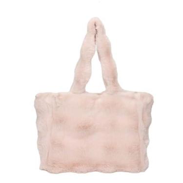 Imagem de Bolsa de pelúcia para as axilas para mulheres, bolsa de ombro de pelúcia fofa bolsa de ombro de capacidade bolsa de compras para outono inverno, rosa