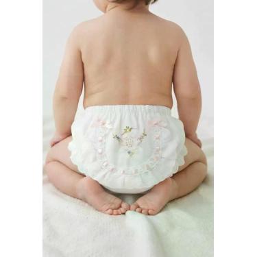 Imagem de Calcinha Bebê Bunda rica Algodão Bordado Rosa Batismo - Papilloo