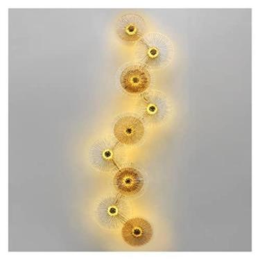 Imagem de lâmpada de parede, lâmpada de parede redonda moderna arandela luz luxo ouro vidro led combinação de luz de parede sala de jantar fundo quarto, iluminação de vaidade de cristal