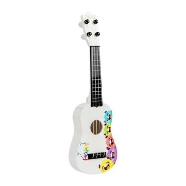 Imagem de Generic Ukulele de Brinquedo, Violão de Quatro Cordas, Instrumento Musical para Crianças, Violão de Brinquedo Musical para Iniciantes, Branco