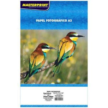 Imagem de Papel Adesivo Glossy A3 130g Fotográfico Branco Brilhante Masterprint 