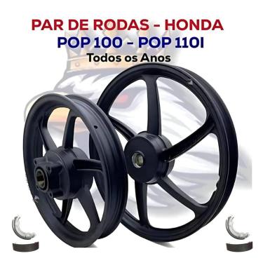 Imagem de Jogo De Rodas Liga Leve Para Pop 110i Par Rodão Nova Jante Fabreck fab
