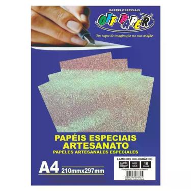 Imagem de Papel Lamicote Holografico Rose Gold A4 250g 10 Fls - Off Paper