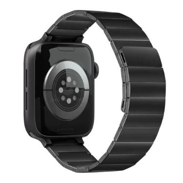 Imagem de Pulseira Elos Aço Magnética Imantada Compatível com Apple Watch 41mm 40mm 38mm 42mm 44mm 45mm 49mm (38/40/41mm, Preto)