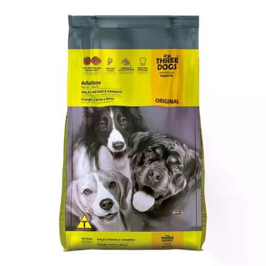 Imagem de Ração Three Dogs Cães Adultos Raças Médias e Grandes  10,1Kg