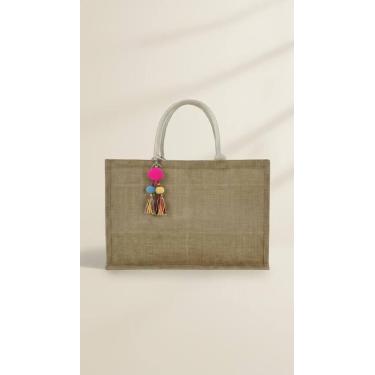 Imagem de Bolsa De Praia Grande Palha Com Zíper E Chaveiro - Congratulations Sto