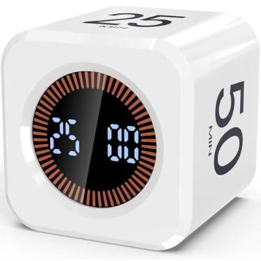 Imagem de Cubo temporizador digital Pomodoro 5/10/25/50min predefinido | Temporizador de produtividade visual para mesa de sala de aula infantil, contagem regressiva personalizada