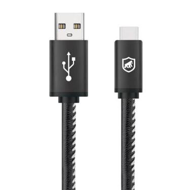 Imagem de Gshield Cabo Turbo Militar Tipo C/USB-A Carregamento Rápido 3A Qualcomm 3.0, Nylon Trançado 1,5 Metros