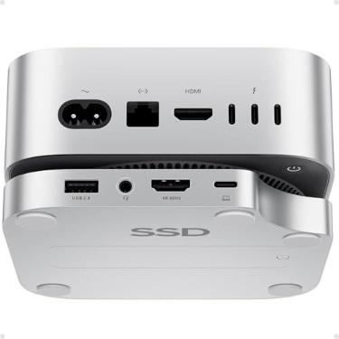 Imagem de Dock Mac mini M4 com SSD M.2 4TB (não incl.), suporte para hub Mac mini | PULWTOP M6/M5 Pro HDMI 4K 60Hz, USB C MacMini 2024, 3 USB A 2.0, SD/TF, áudio 3,5mm