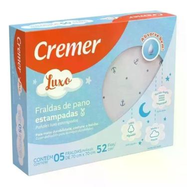Imagem de Fralda de Pano Cremer Luxo Estampada Menina ou Menino 5 Peças Cor:Azul