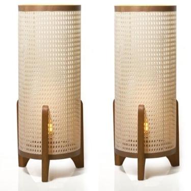 Imagem de Kit 2 Un Abajur Chão Ravely Rústicos Indiana Rattan Moderno