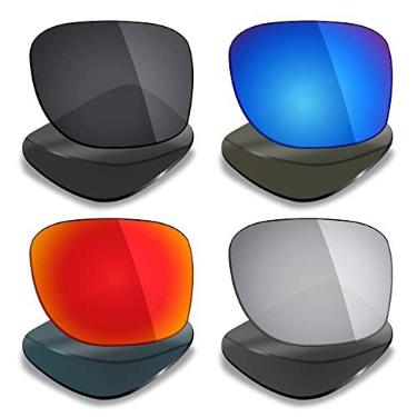 Imagem de Mryok 4 pares de lentes polarizadas de substituição para óculos de sol Revo Ground Speed RE3089 - preto furtivo/vermelho (vermelho/azul gelo) e titânio prateado